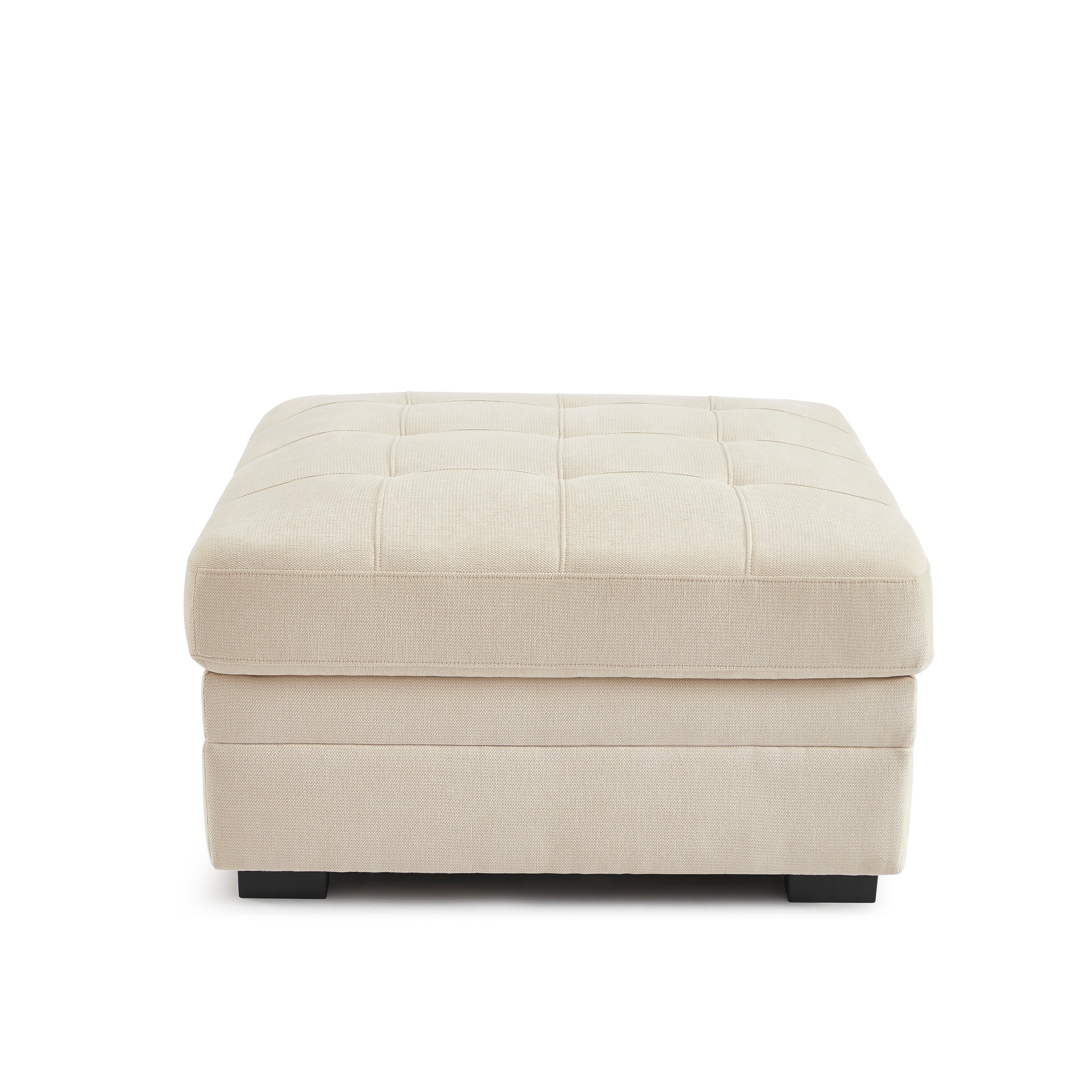 BILLIE Chenille Fabric Pouf with Hidden Storage – Beige