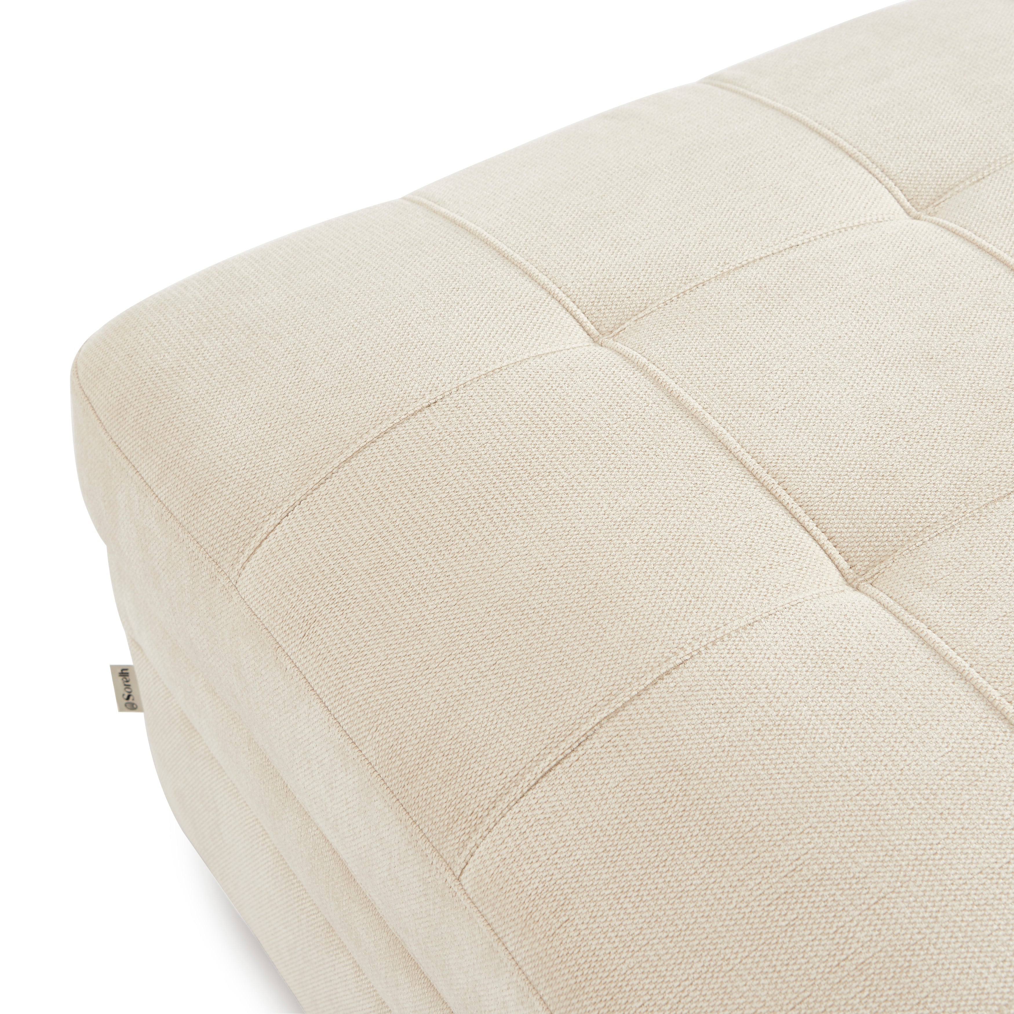 BILLIE Chenille Fabric Pouf with Hidden Storage – Beige