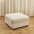 BILLIE Chenille Fabric Pouf with Hidden Storage – Beige