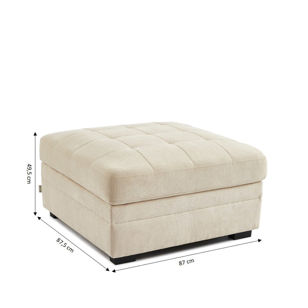 BILLIE Chenille Fabric Pouf with Hidden Storage – Beige