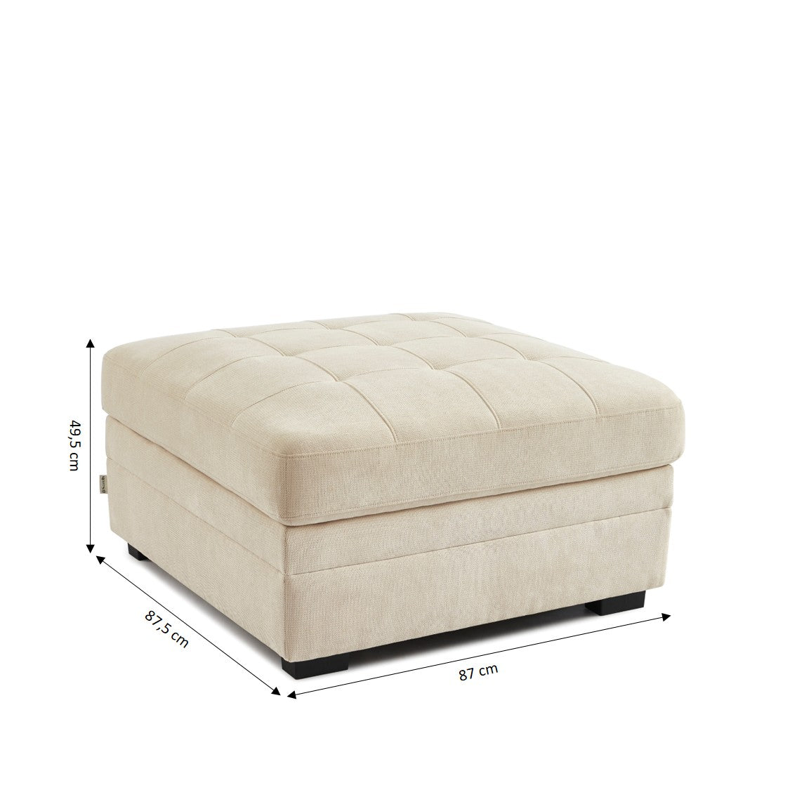 BILLIE Chenille Fabric Pouf with Hidden Storage – Beige