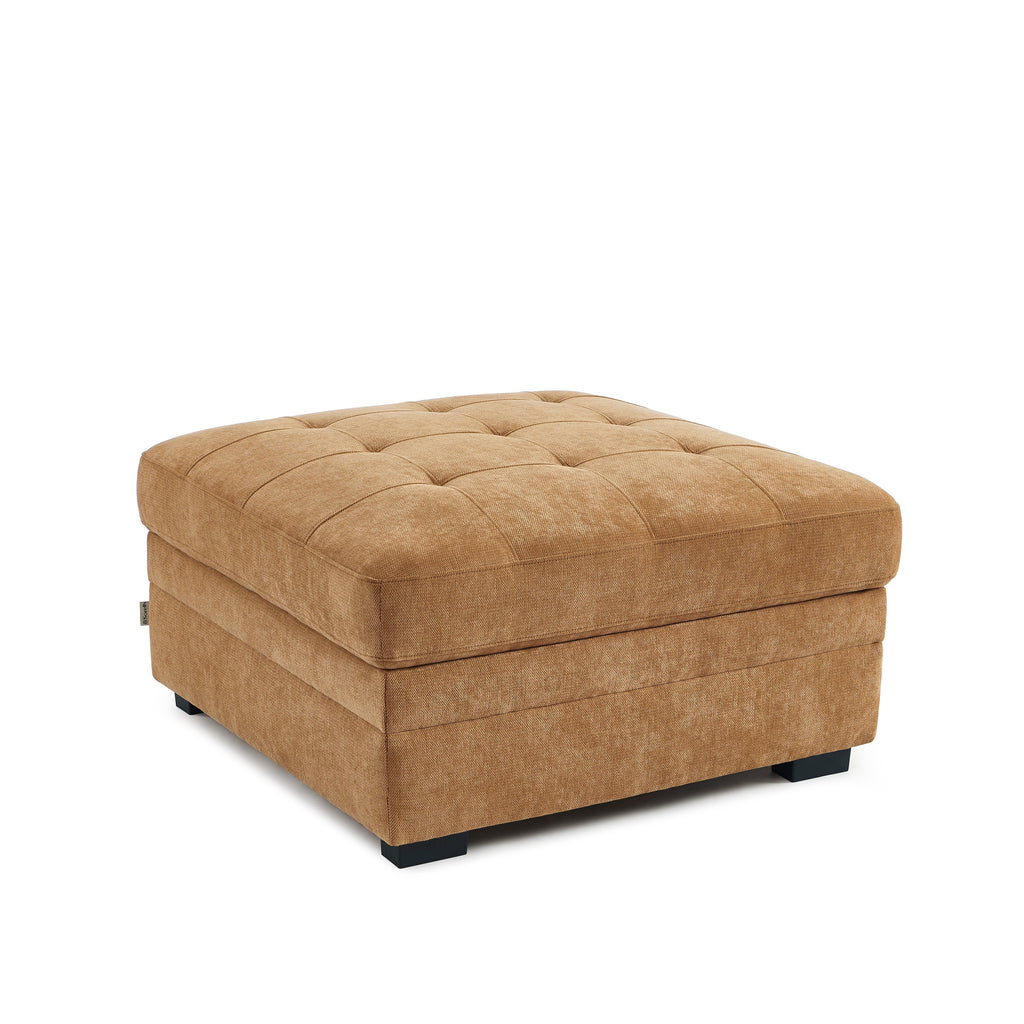 BILLIE Chenille Fabric Pouf with Hidden Storage –Brown