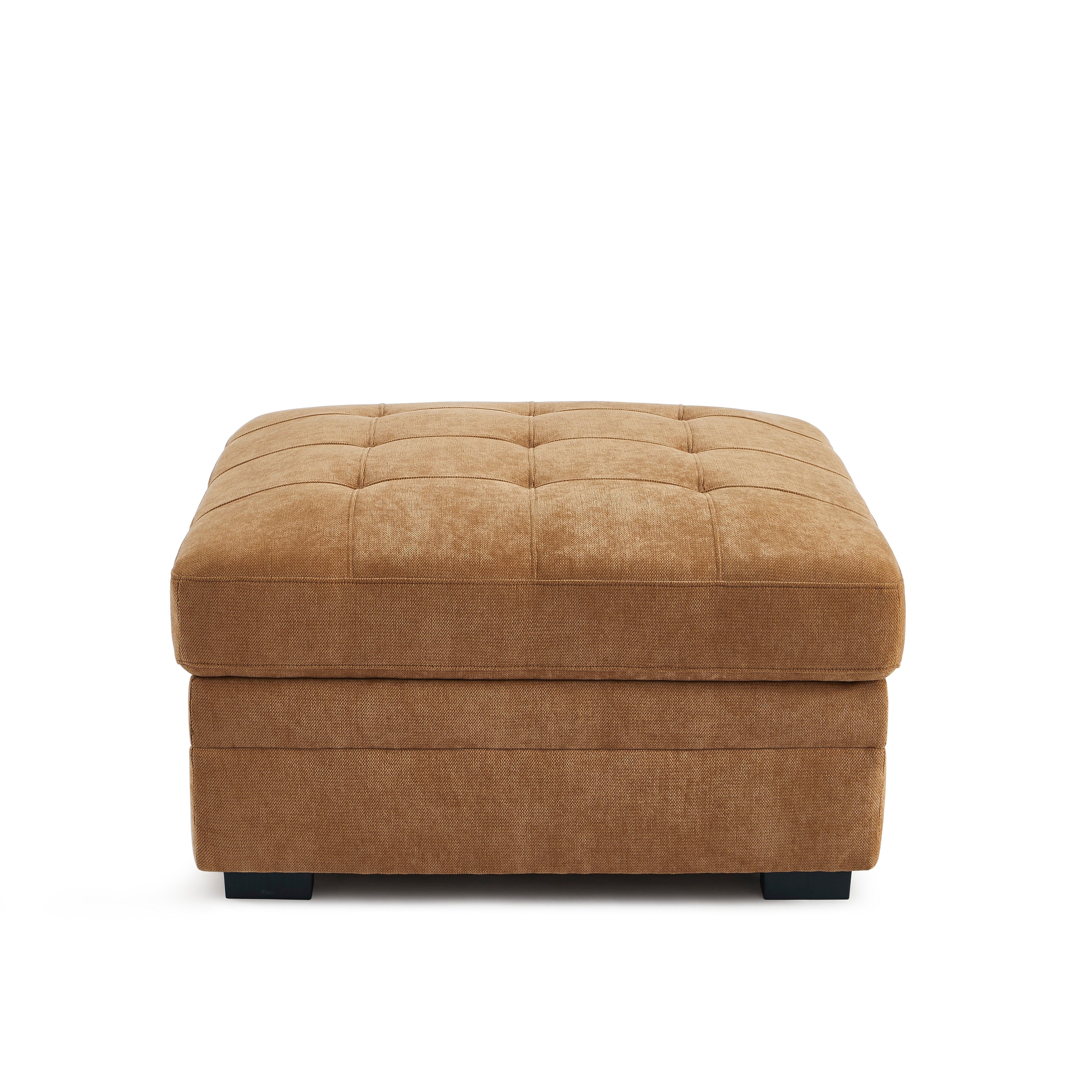 BILLIE Chenille Fabric Pouf with Hidden Storage –Brown