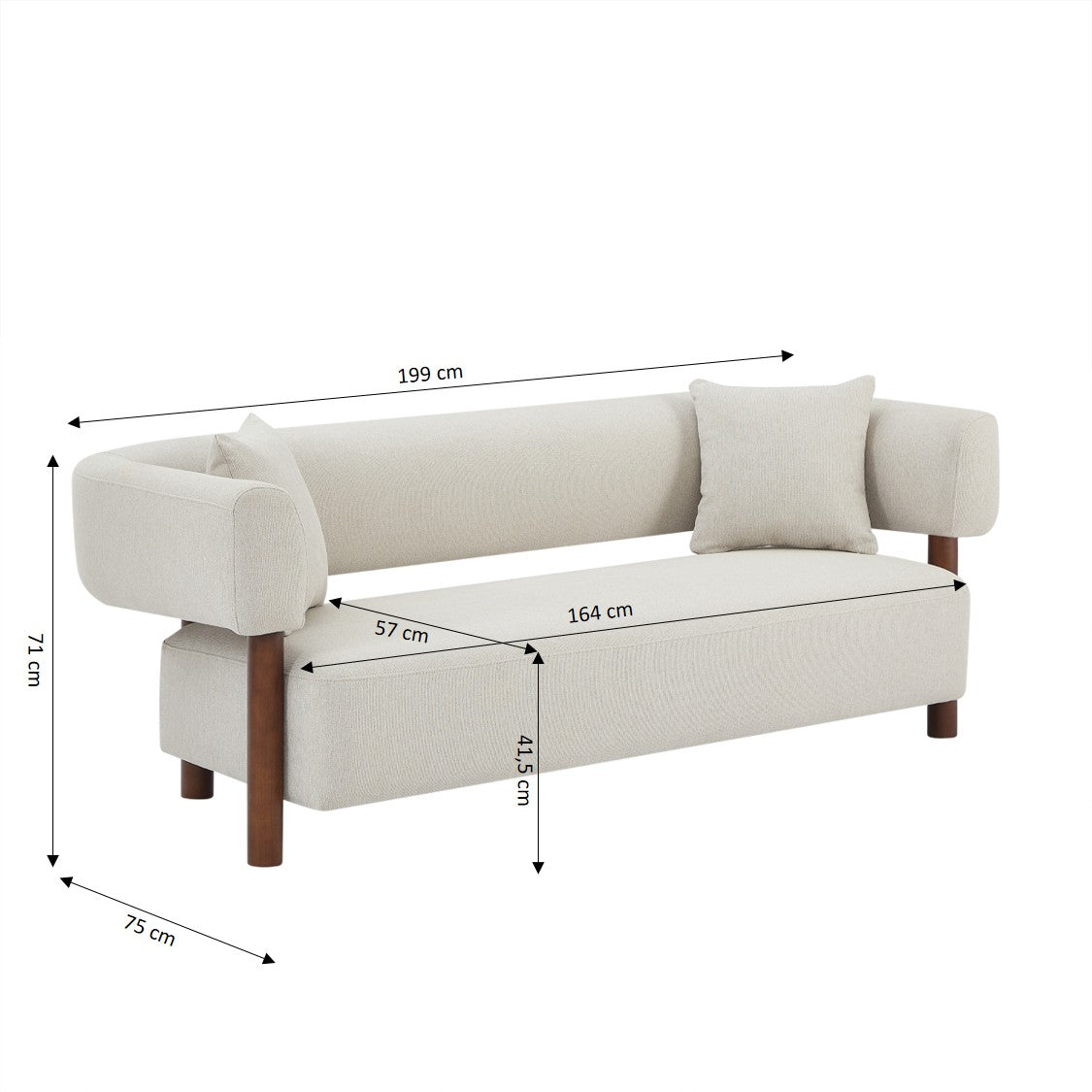 BRAZZA 3-Seater Sofa - White