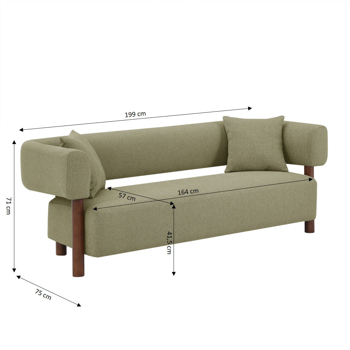 BRAZZA 3-Seater Sofa - Green