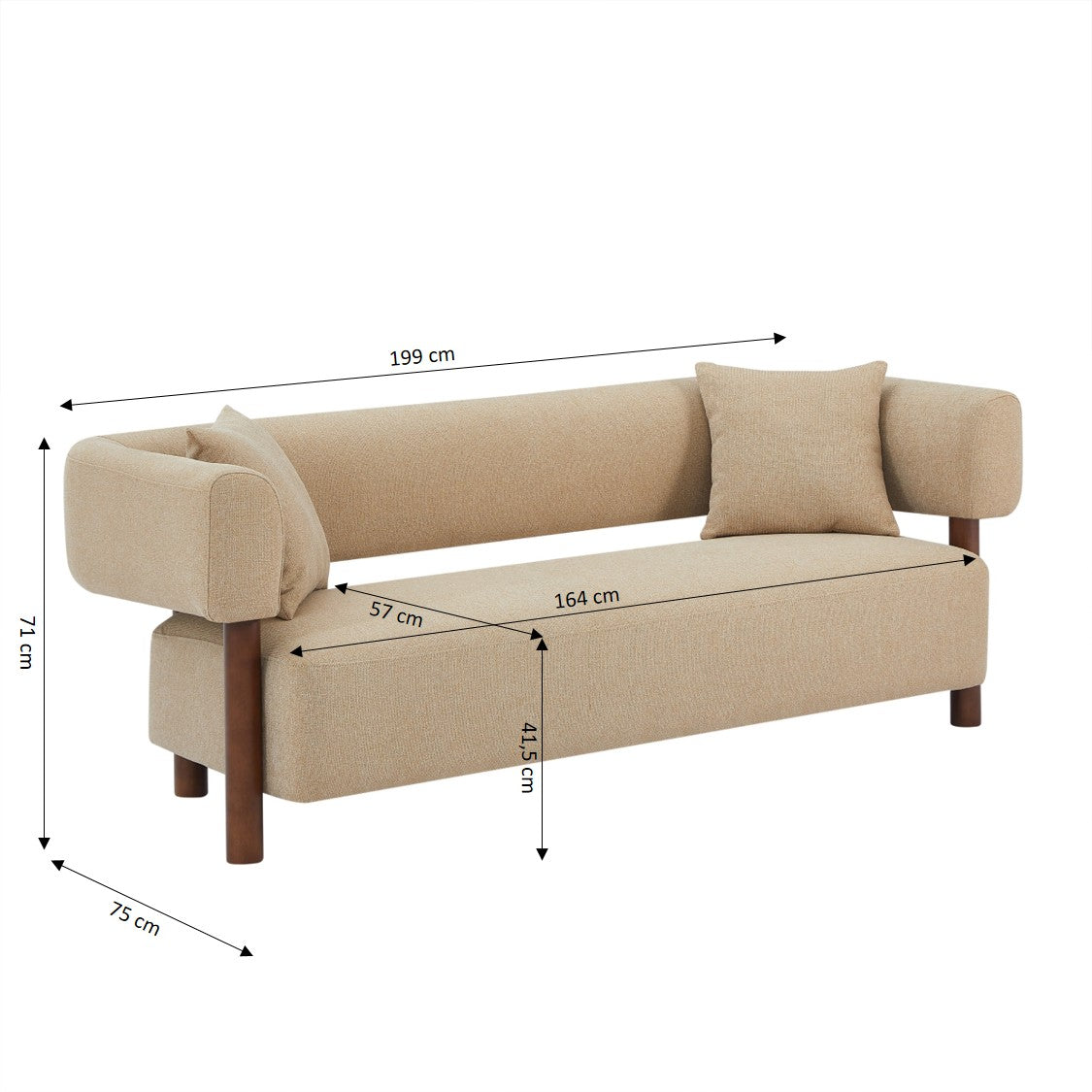 BRAZZA 3-Seater Sofa - Beige