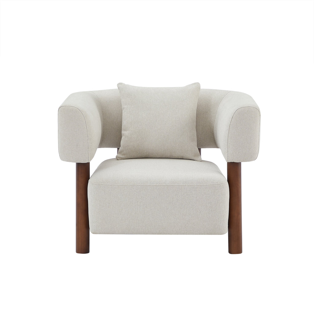 BRAZZA 1-Seater Armchair Upholstered Fabric - White