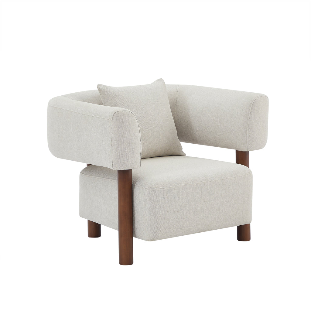 BRAZZA 1-Seater Armchair Upholstered Fabric - White