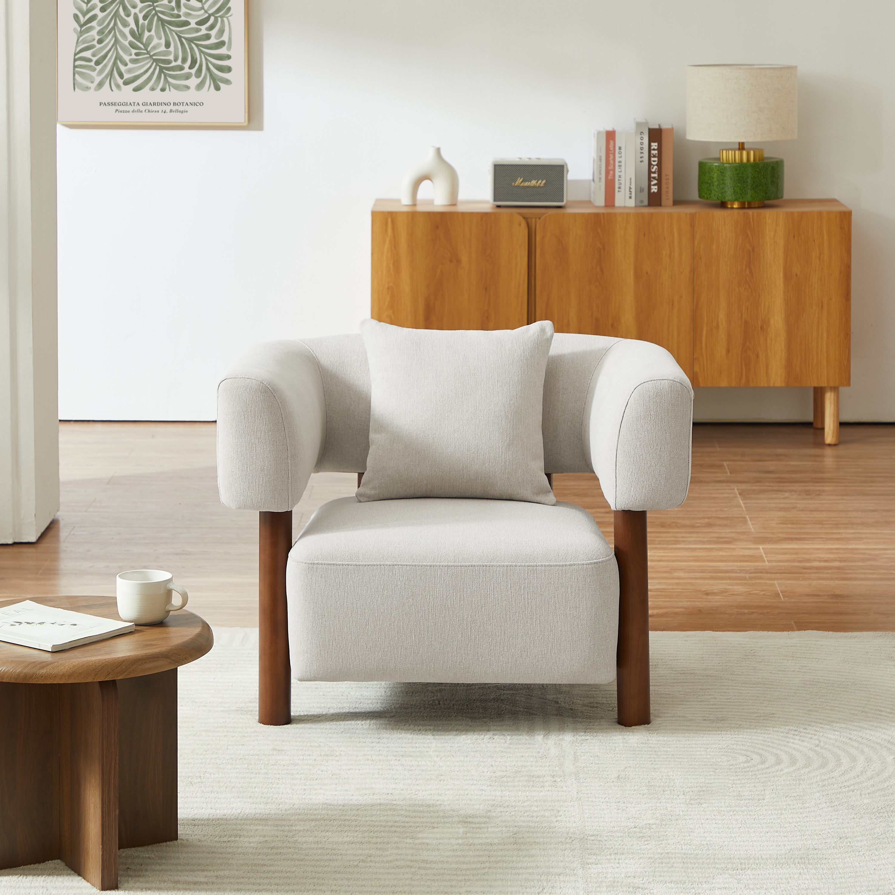 BRAZZA 1-Seater Armchair Upholstered Fabric - White