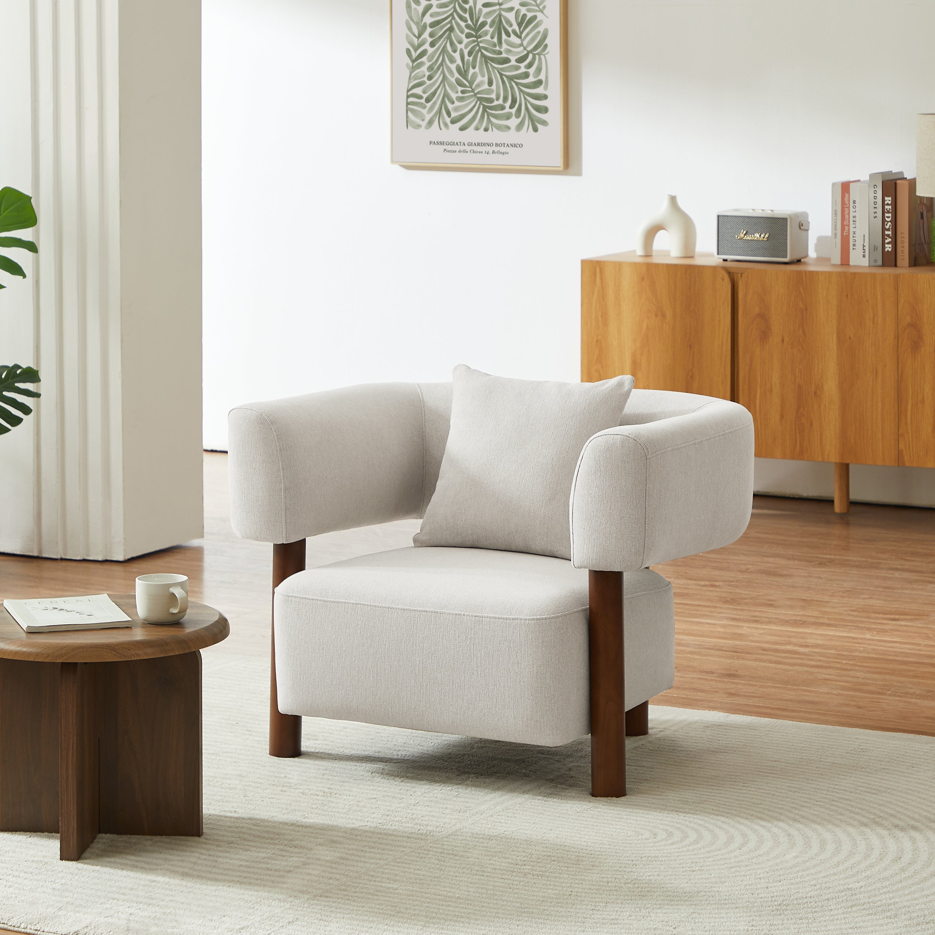 BRAZZA 1-Seater Armchair Upholstered Fabric - White