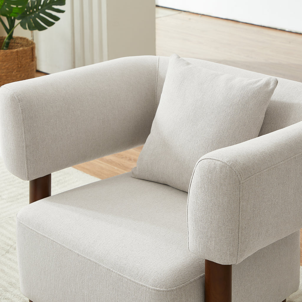 BRAZZA 1-Seater Armchair Upholstered Fabric - White