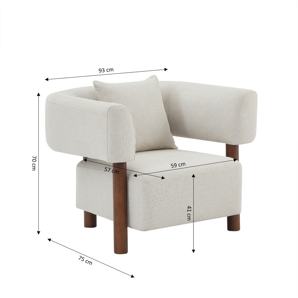 BRAZZA 1-Seater Armchair Upholstered Fabric - White
