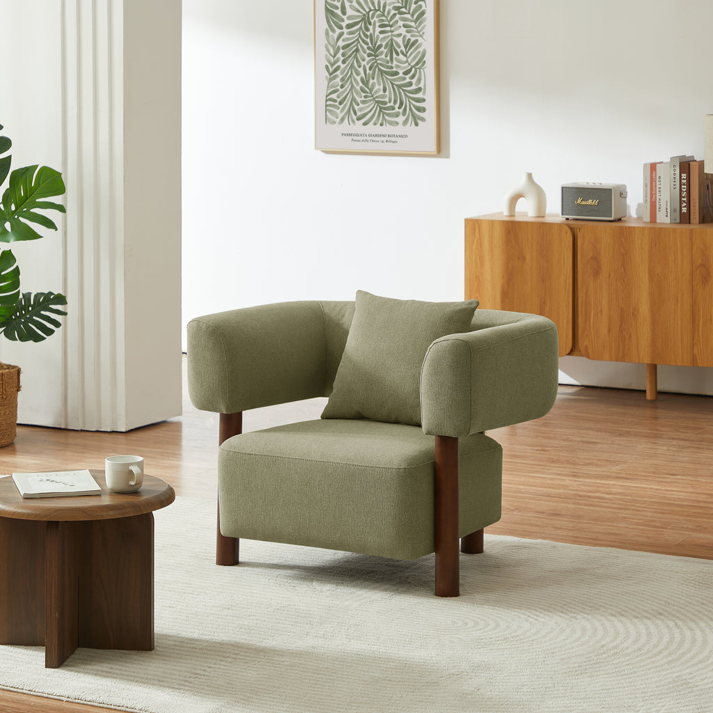 BRAZZA 1-Seater Armchair Upholstered Fabric - Green