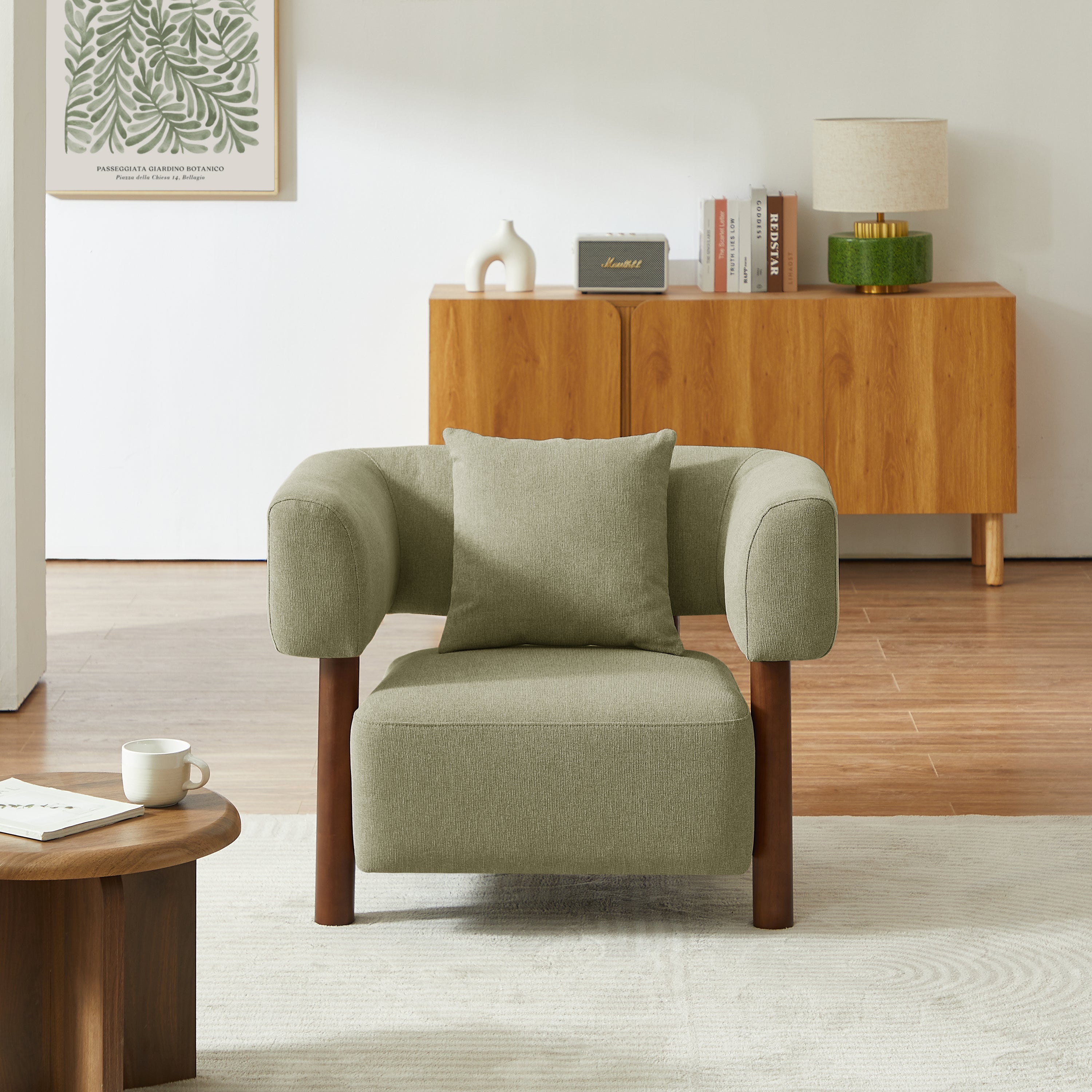 BRAZZA 1-Seater Armchair Upholstered Fabric - Green