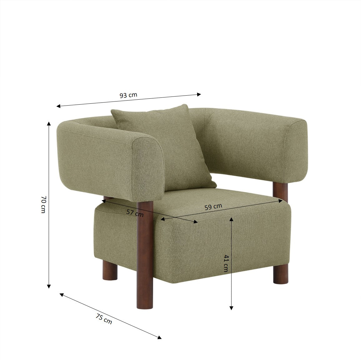 BRAZZA 1-Seater Armchair Upholstered Fabric - Green