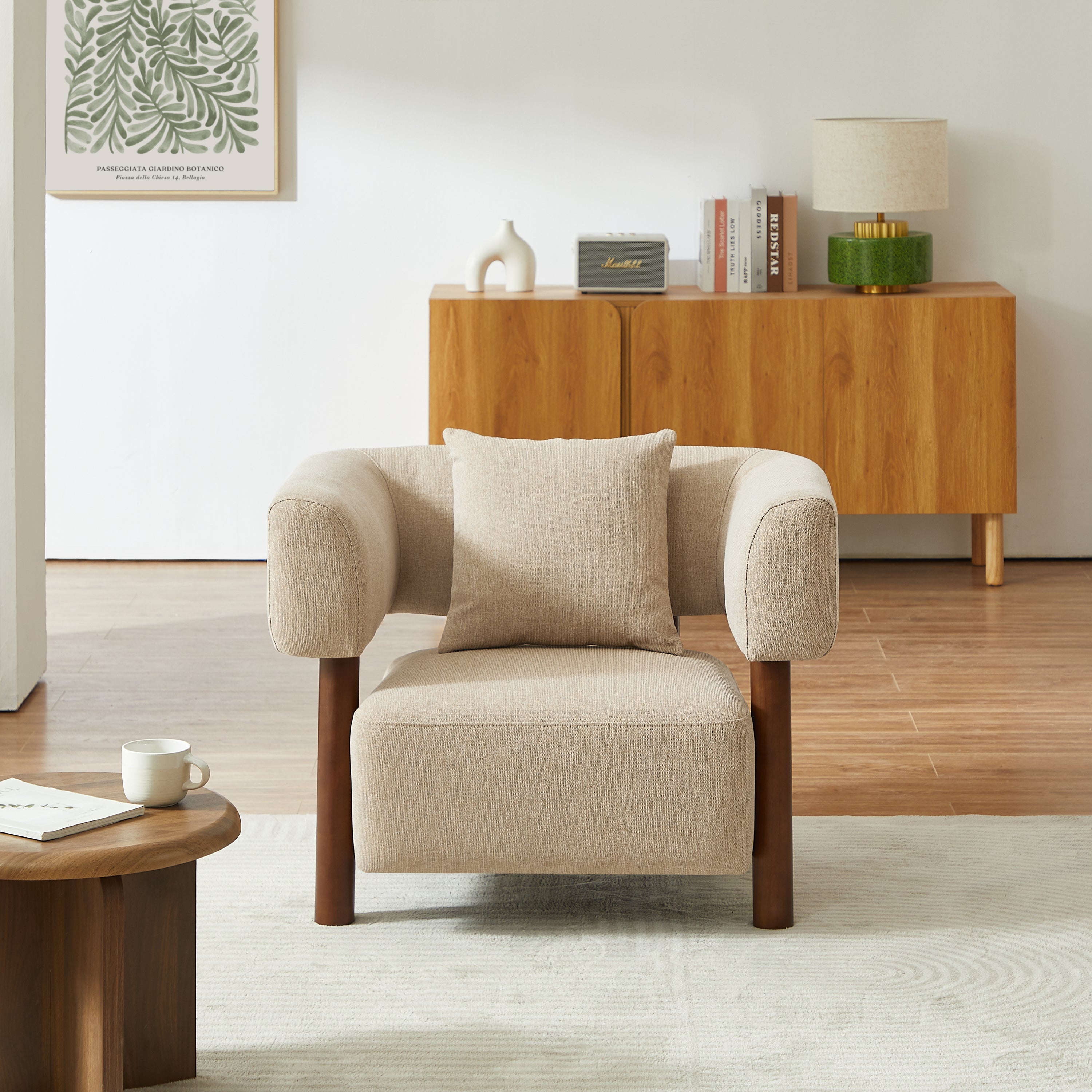 BRAZZA 1-Seater Armchair Upholstered Fabric - Beige