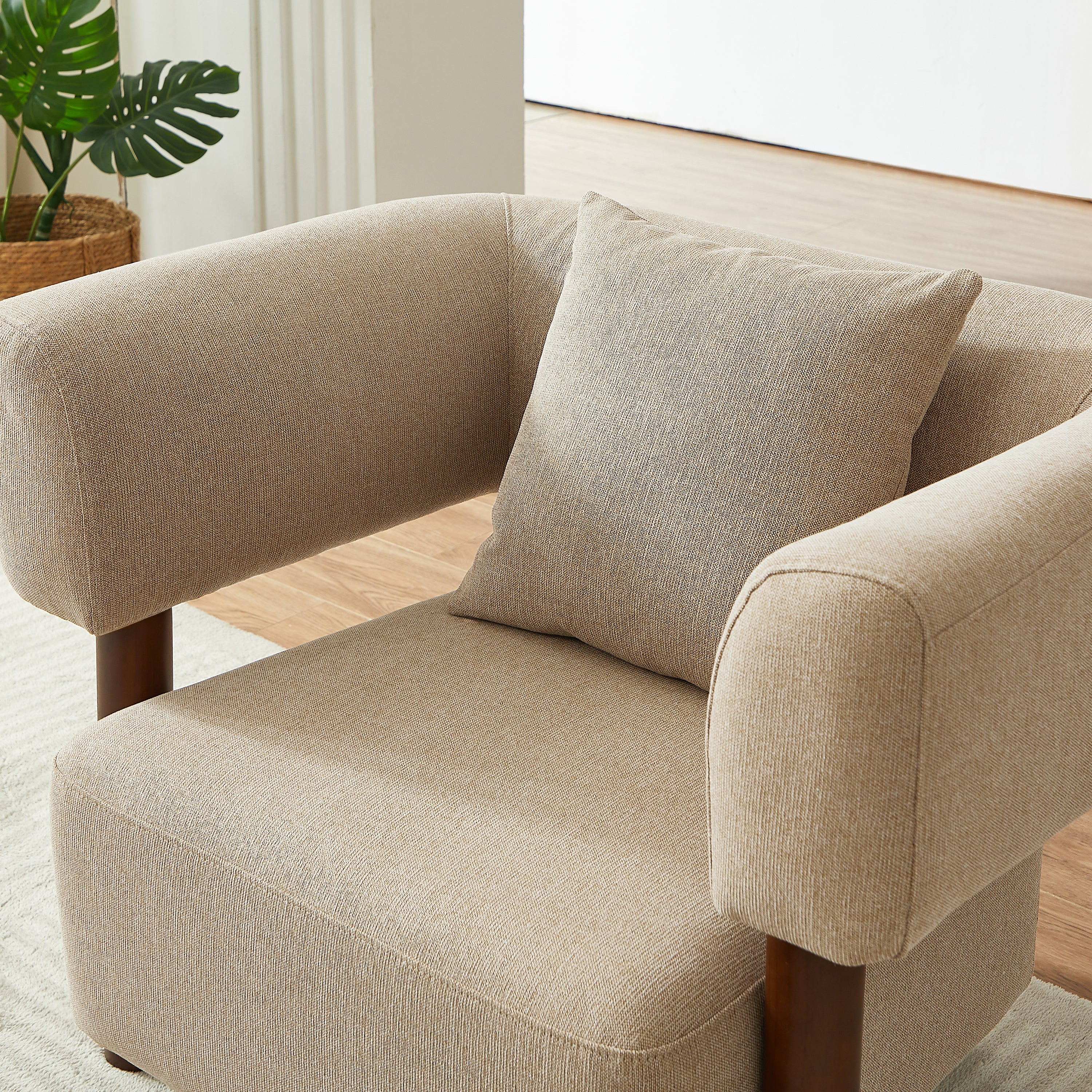 BRAZZA 1-Seater Armchair Upholstered Fabric - Beige