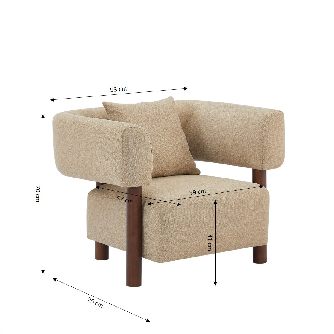 BRAZZA 1-Seater Armchair Upholstered Fabric - Beige