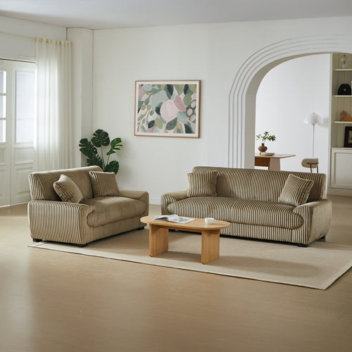 ADEA 3-Seater & 2-Seater Sofa Set - Brown