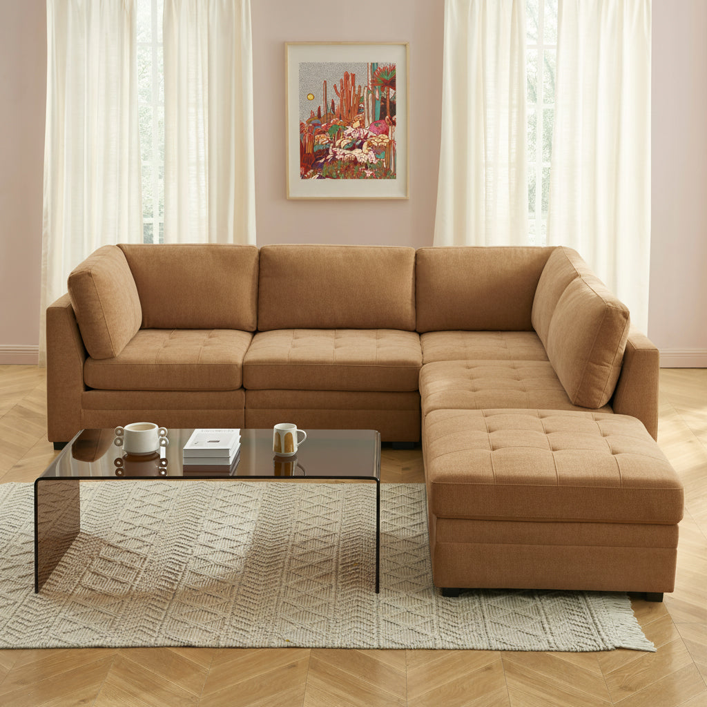 BILLIE 5-Piece Modular Sectional Sofa – Chenille Fabric Living Room Furniture