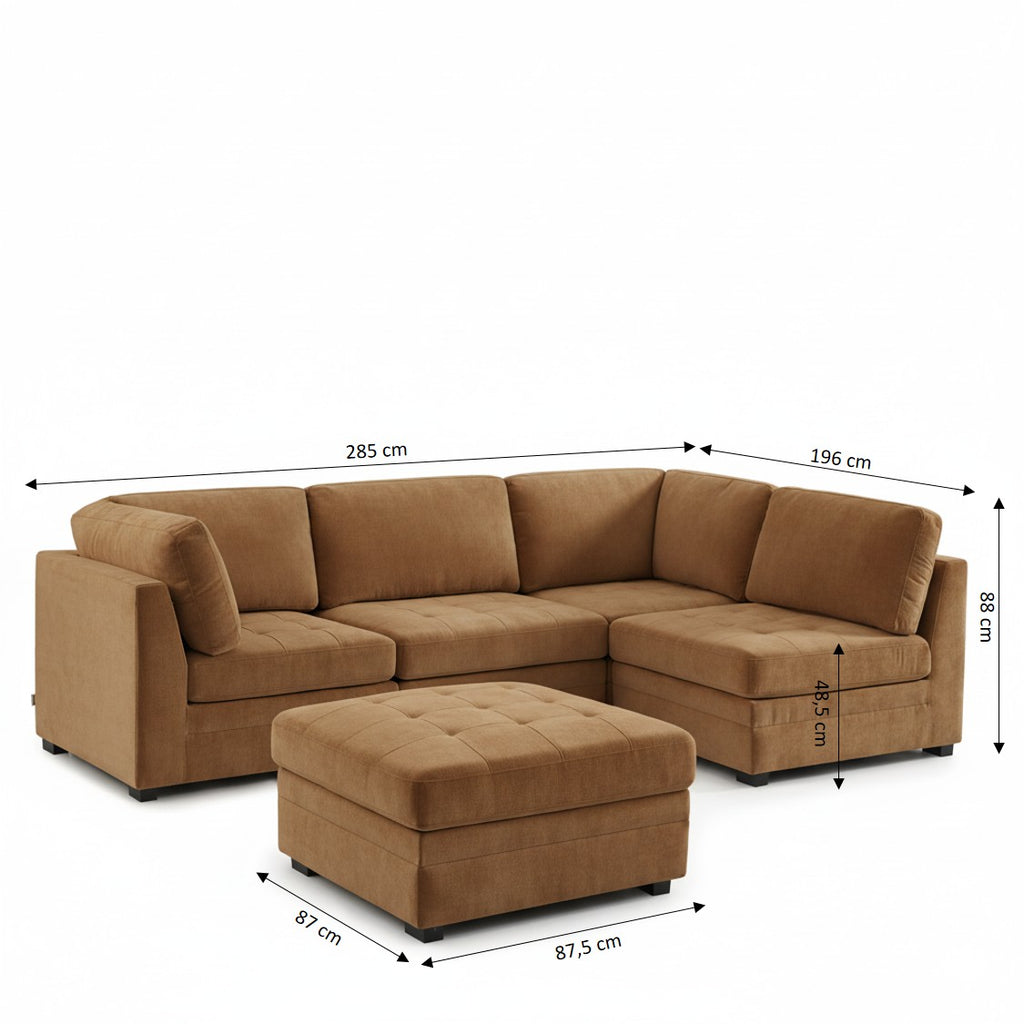BILLIE 5-Piece Modular Sectional Sofa – Chenille Fabric Living Room Furniture