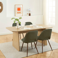 Dining Set Lango Oak and 4 Elisabeth Fabric Green Chairs – Green