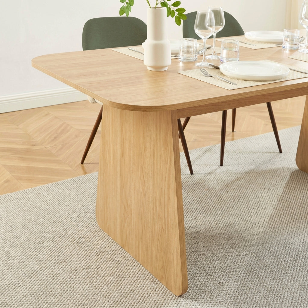 Dining Set Lango Oak and 4 Elisabeth Fabric Green Chairs – Green