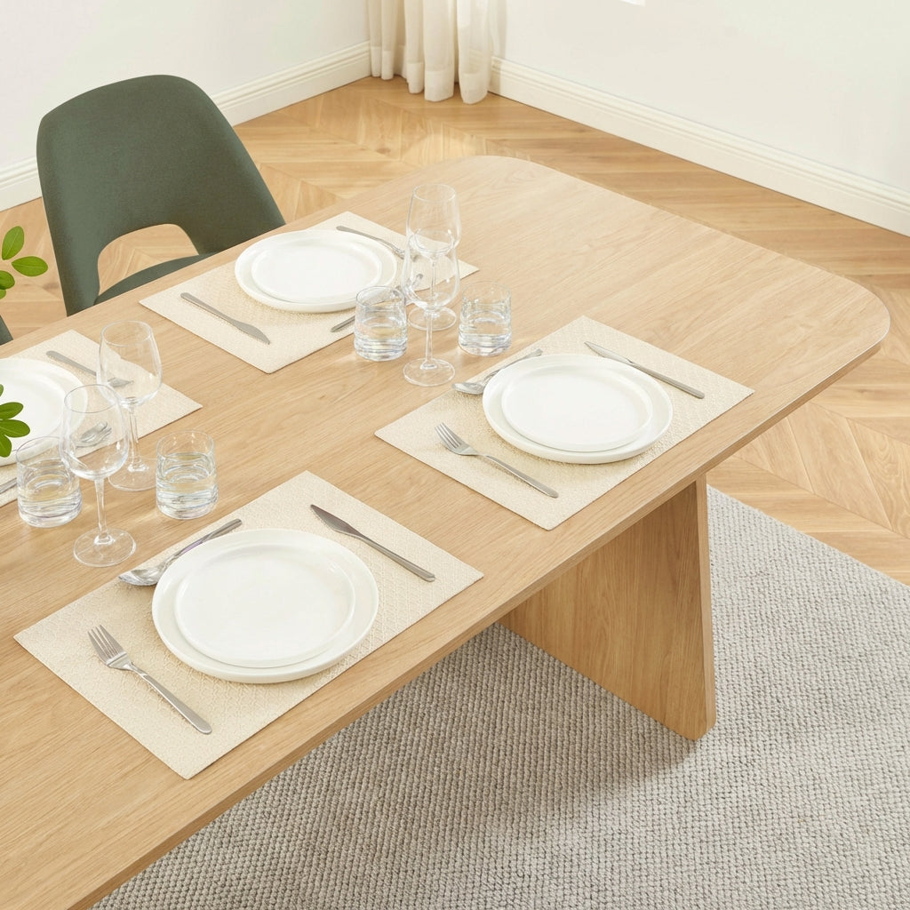 Dining Set Lango Oak and 4 Elisabeth Fabric Green Chairs – Green