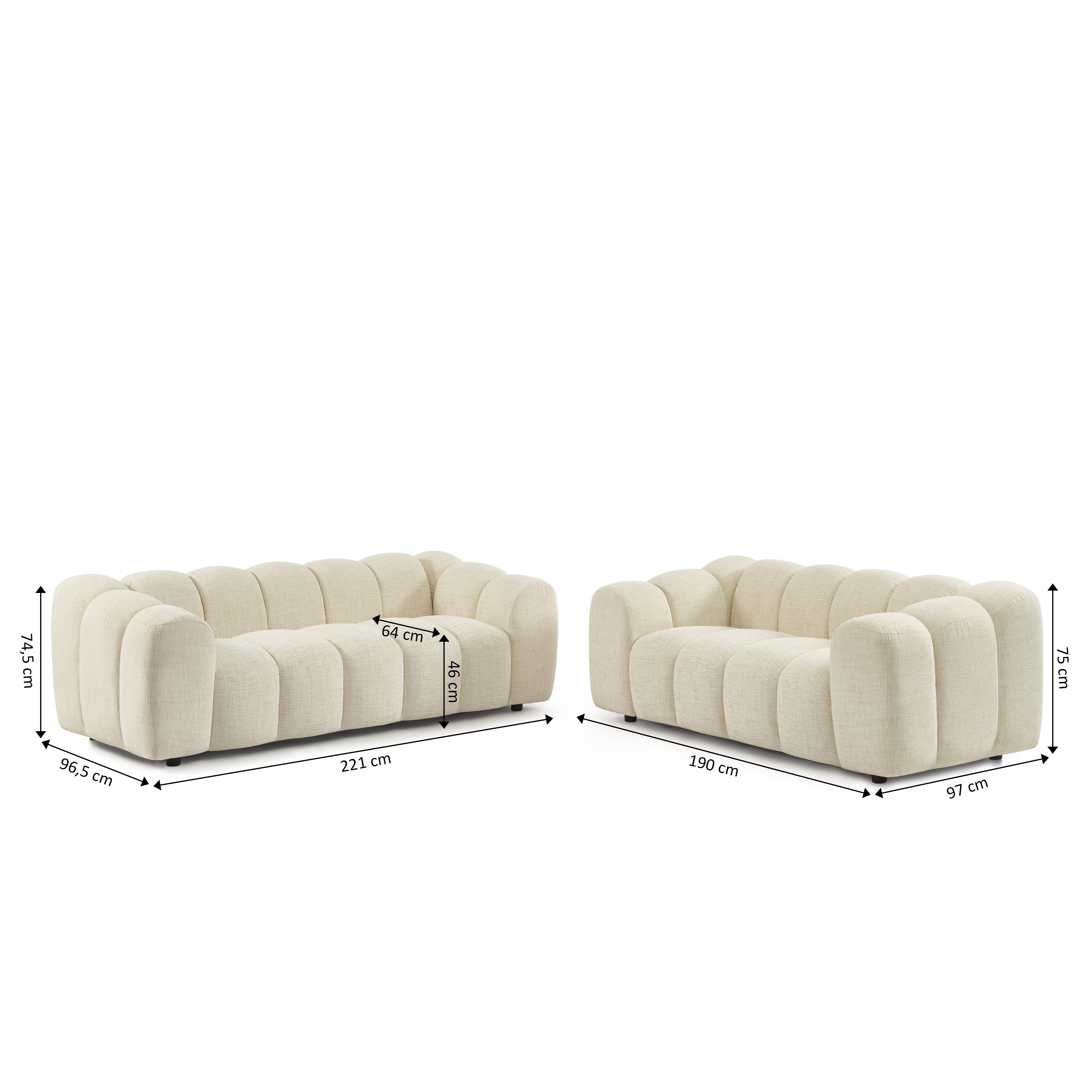 SUNNY 3-Seater & 2-Seater Sofa Set - BEIGE