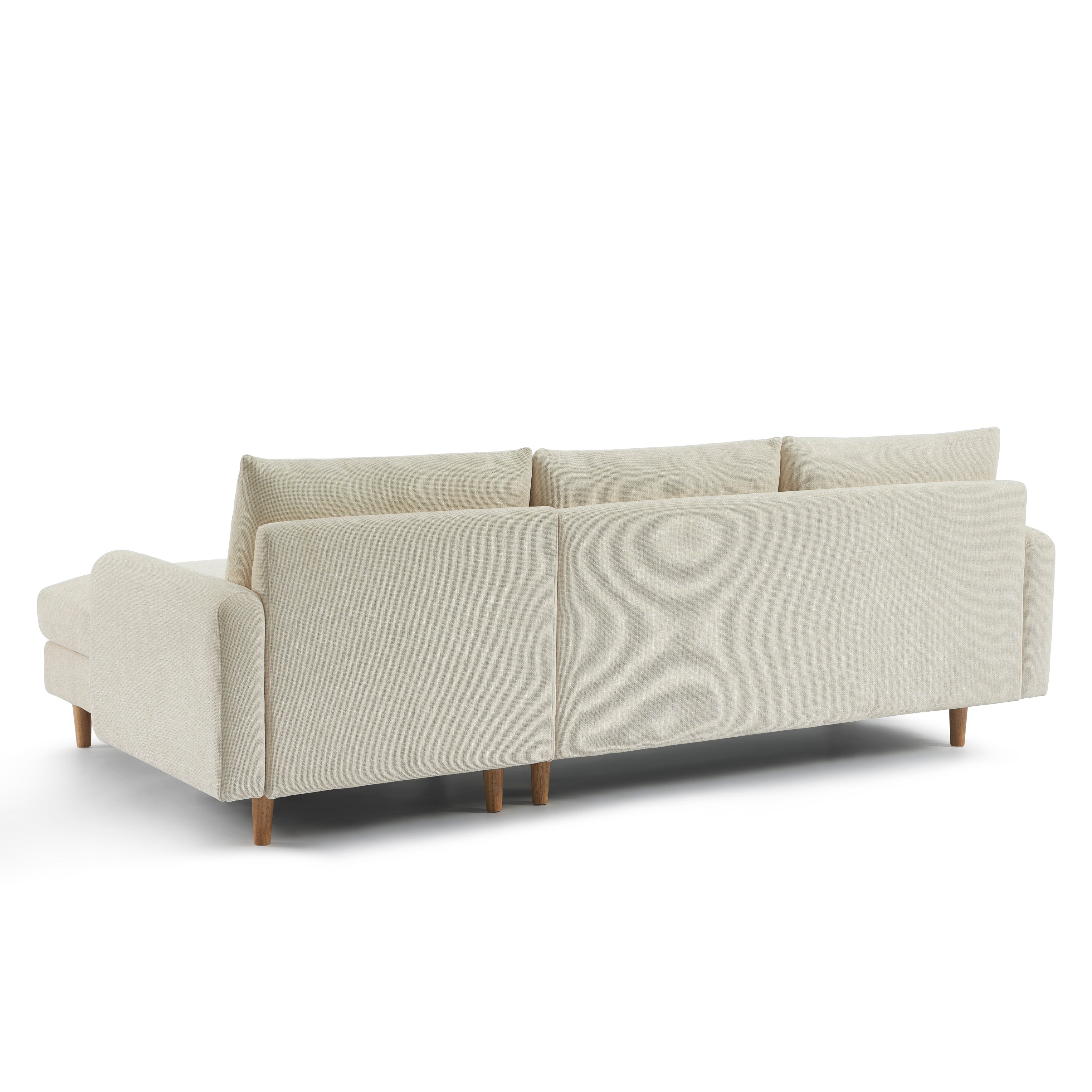 Reversible Fixed Corner Sofa Caliba 4 Seater Chenille Beige – Beige