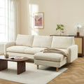 Reversible Fixed Corner Sofa Caliba 4 Seater Chenille Beige – Beige