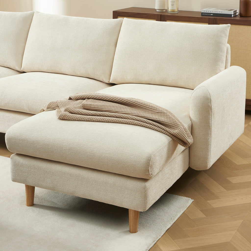 CALIBA Reversible Sectional Sofa – Chenille Fabric 4-Seater Living Room Furniture