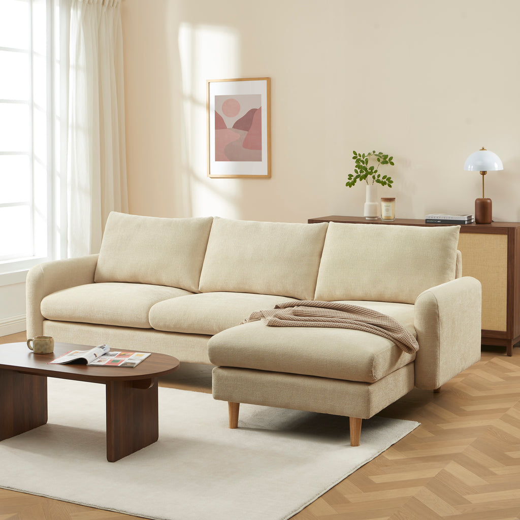 CALIBA Reversible Sectional Sofa – Chenille Fabric 4-Seater Living Room Furniture