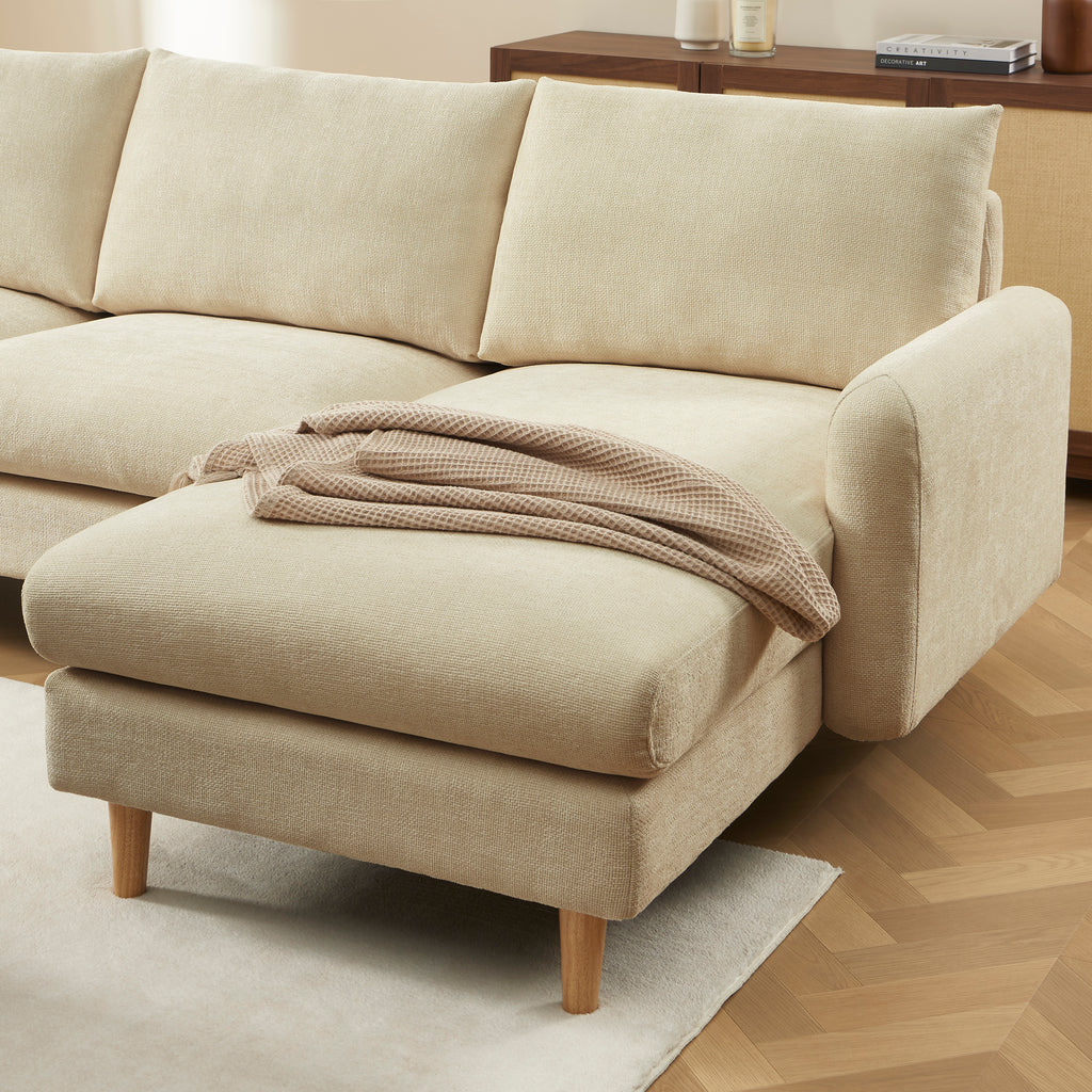 CALIBA Reversible Sectional Sofa – Chenille Fabric 4-Seater Living Room Furniture