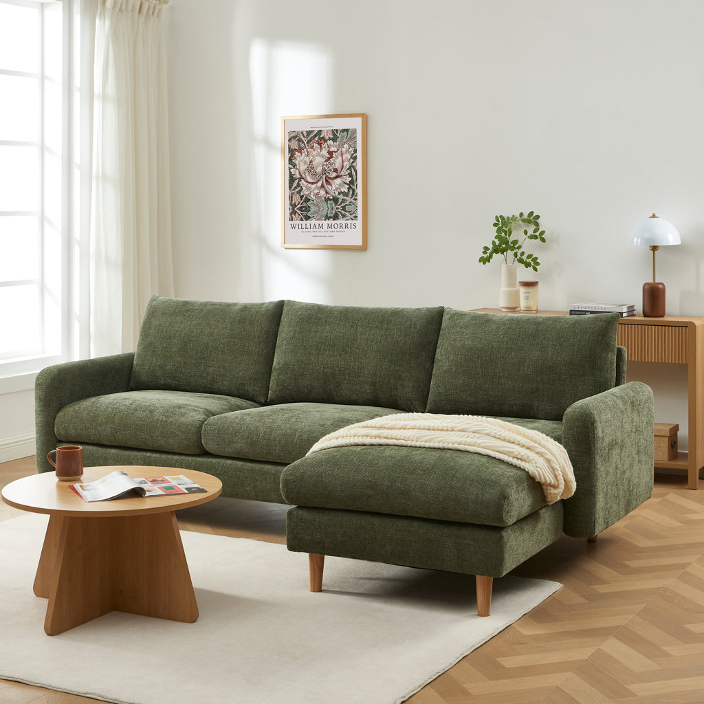 CALIBA Reversible Sectional Sofa – Chenille Fabric 4-Seater Living Room Furniture