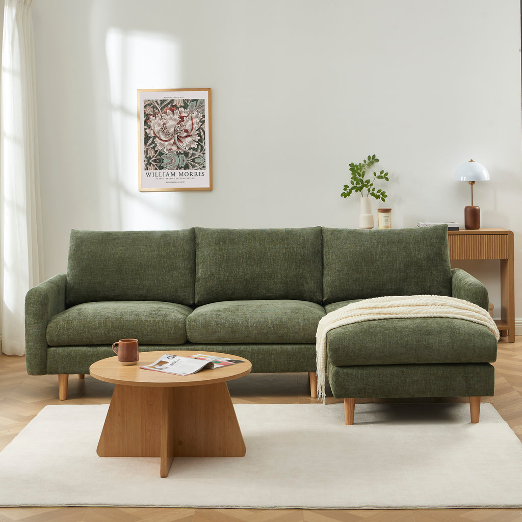 CALIBA Reversible Sectional Sofa – Chenille Fabric 4-Seater Living Room Furniture