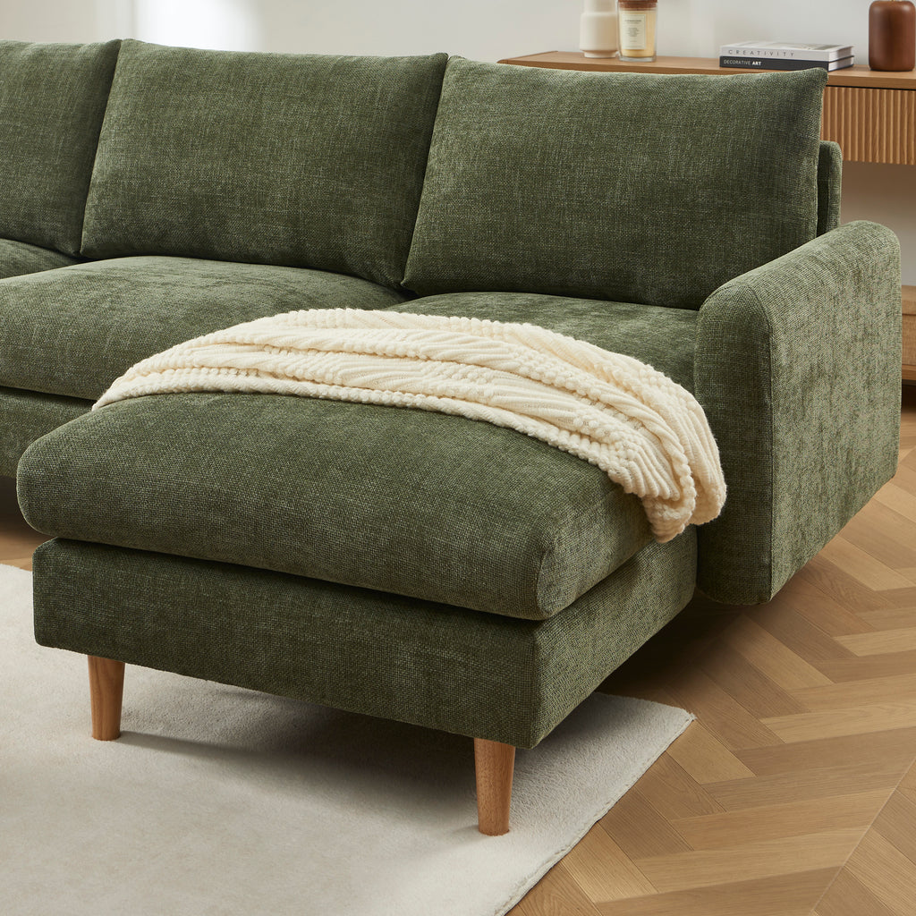 CALIBA Reversible Sectional Sofa – Chenille Fabric 4-Seater Living Room Furniture