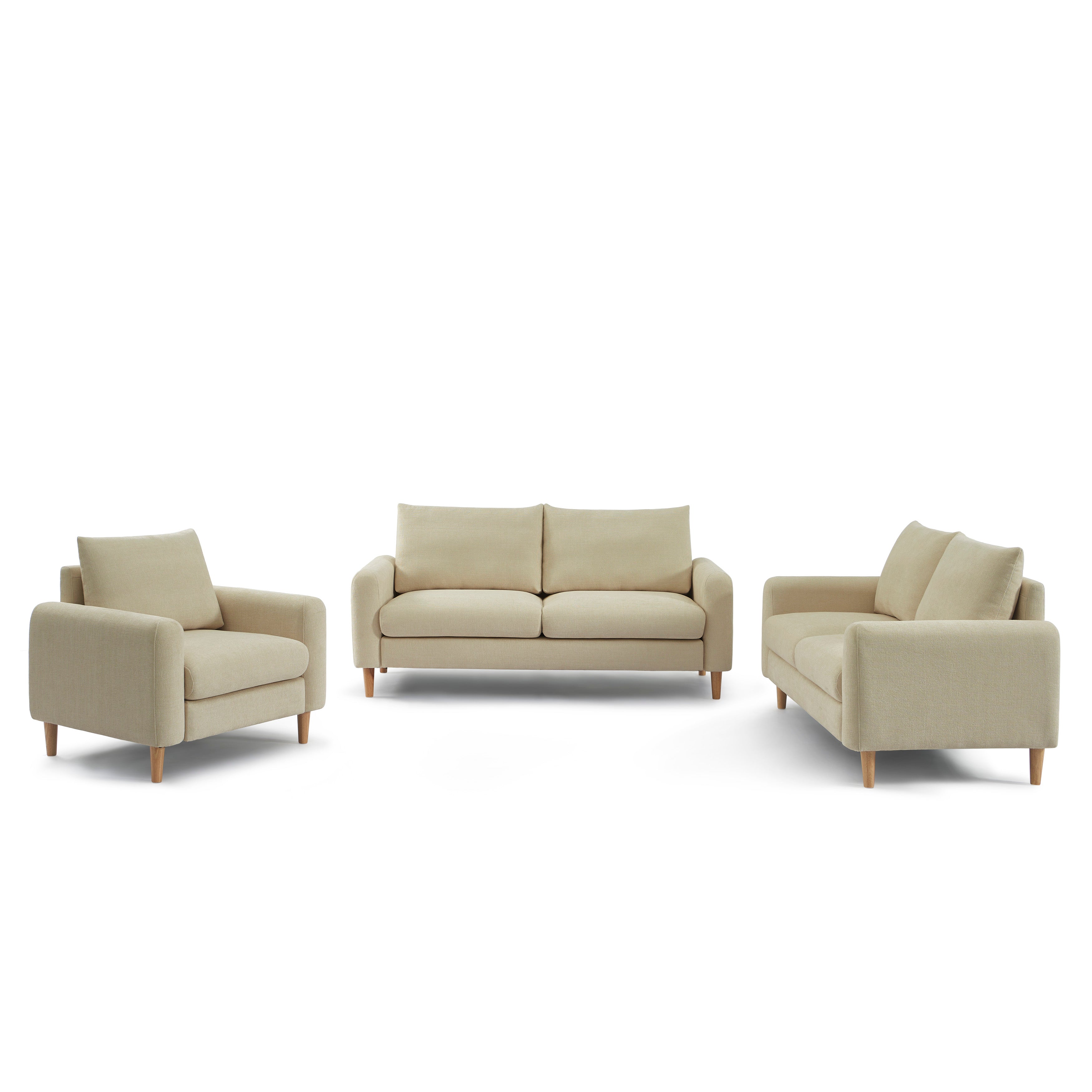 CALIBA 3-Seater + 2-Seater Sofa + 1-Armchair Set – Fabric Living Room Furniture
