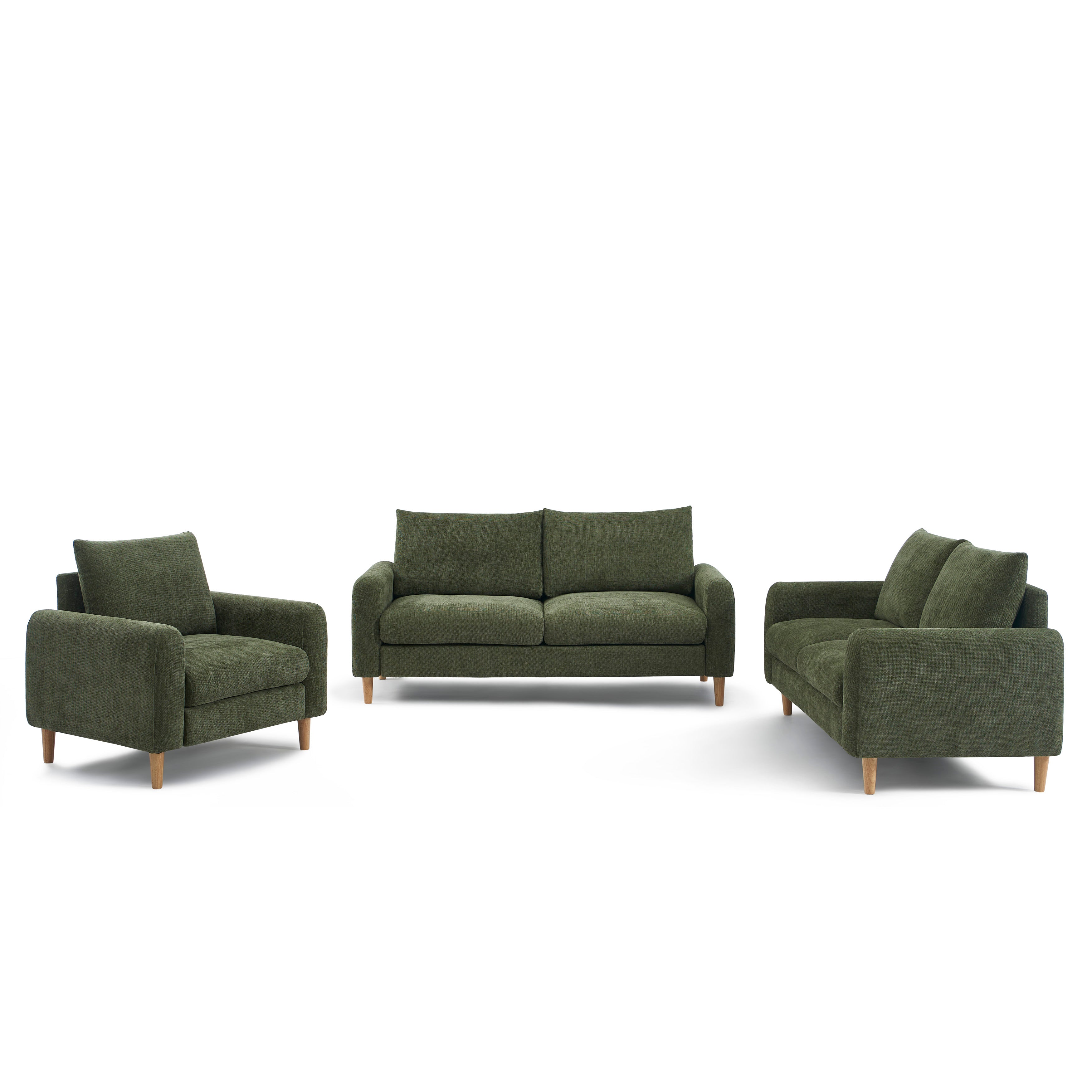 CALIBA 3-Seater + 2-Seater Sofa + 1-Armchair Set – Fabric Living Room Furniture