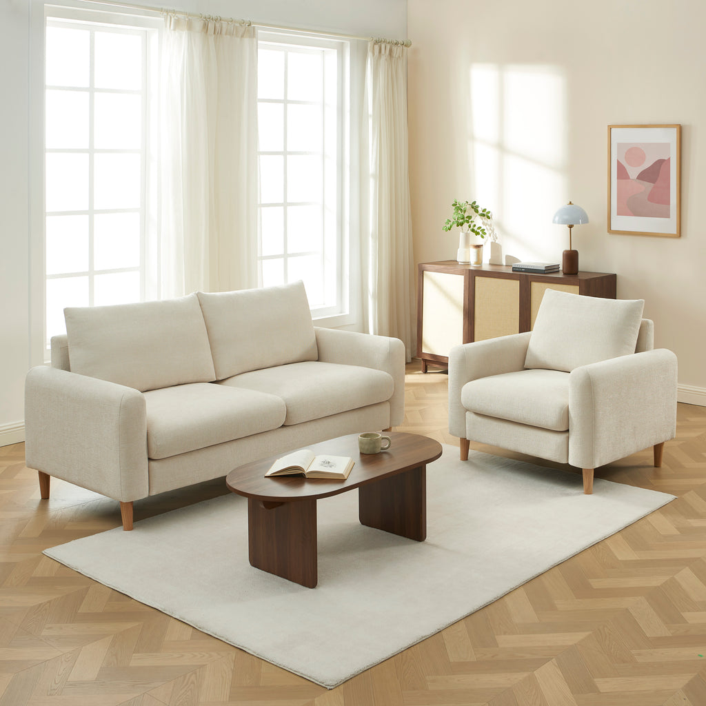 CALIBA 3-Seater + 2-Seater Sofa + 1-Armchair Set – Fabric Living Room Furniture