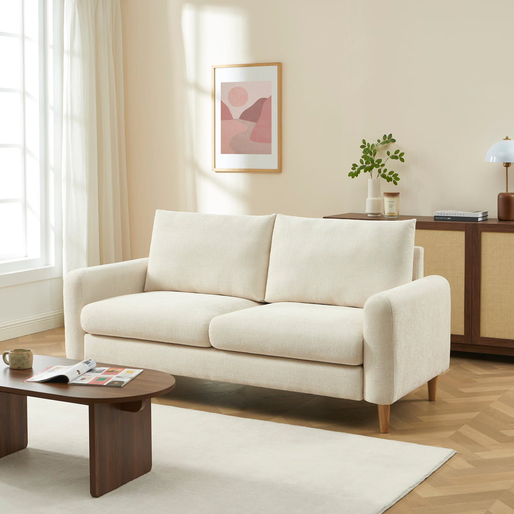 Fixed Sofa Caliba 3 Seater Chenille Beige – Beige