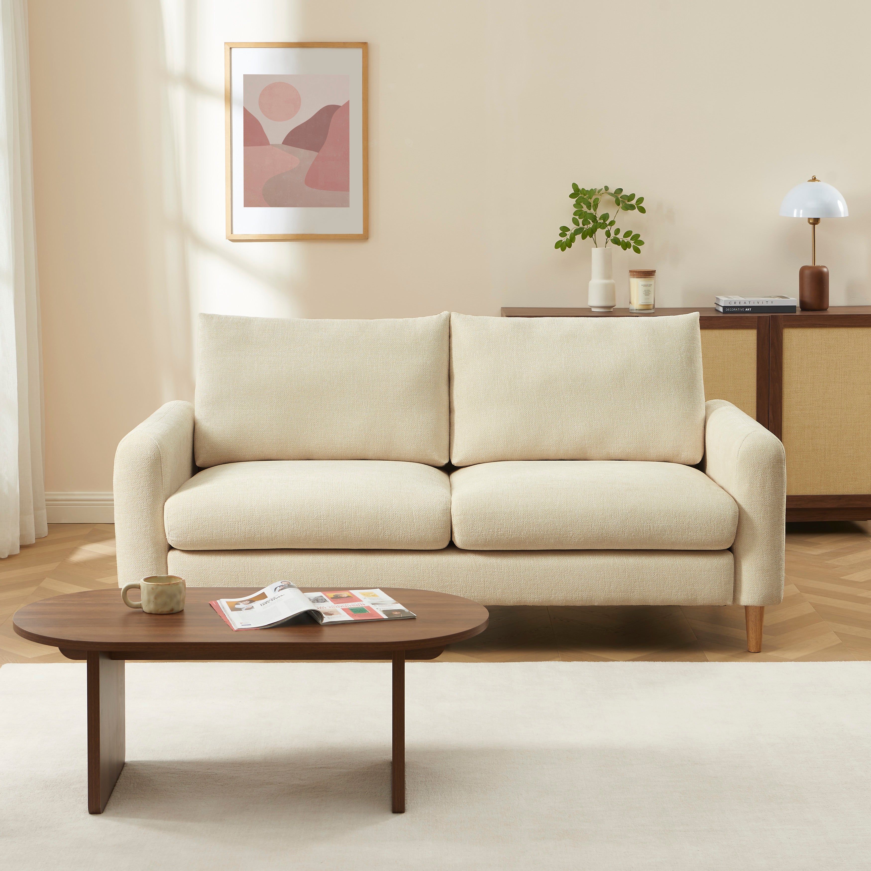 CALIBA 3-Seater Sofa – Chenille Fabric Living Room Furniture