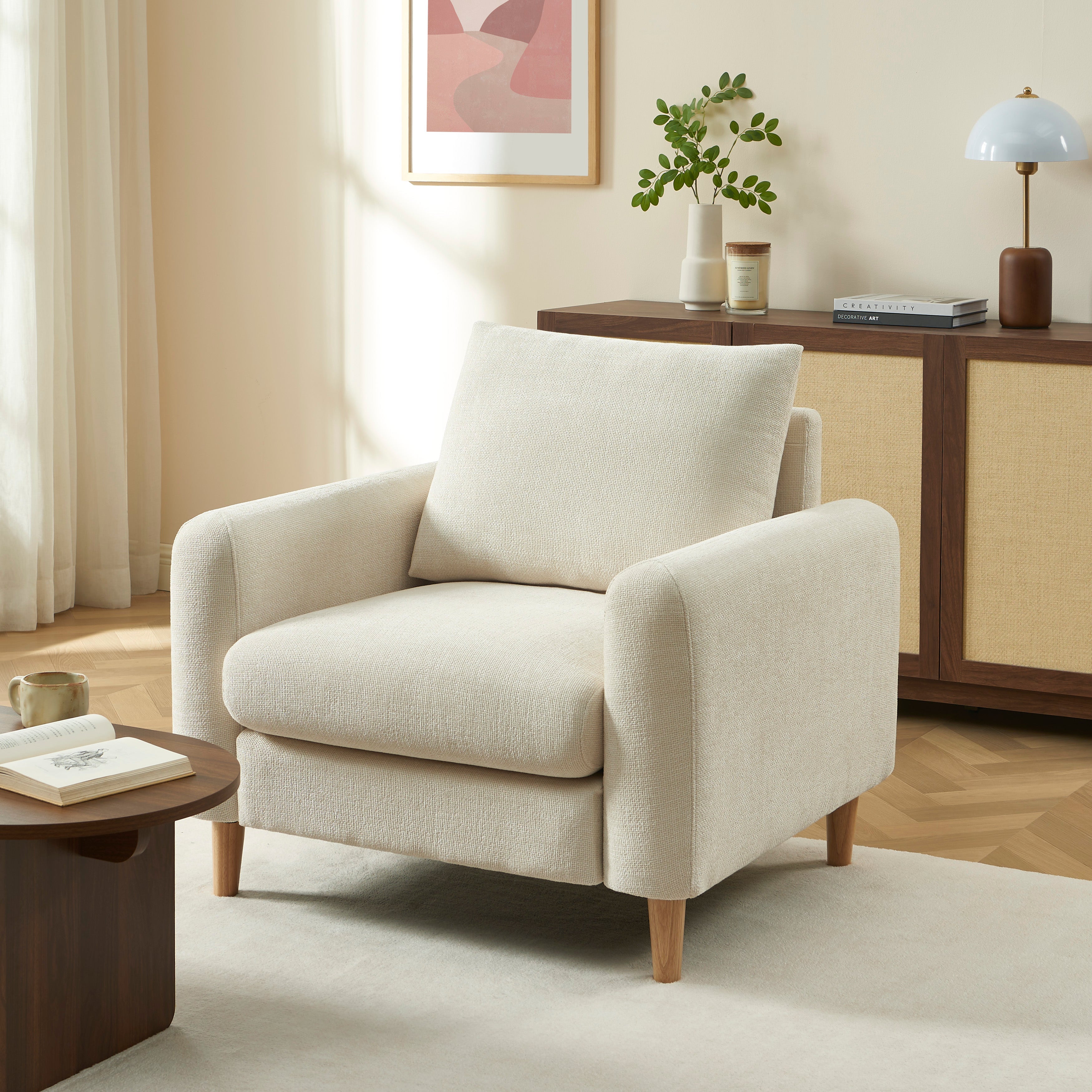 Armchair Caliba 1 Seater Chenille Beige – Beige