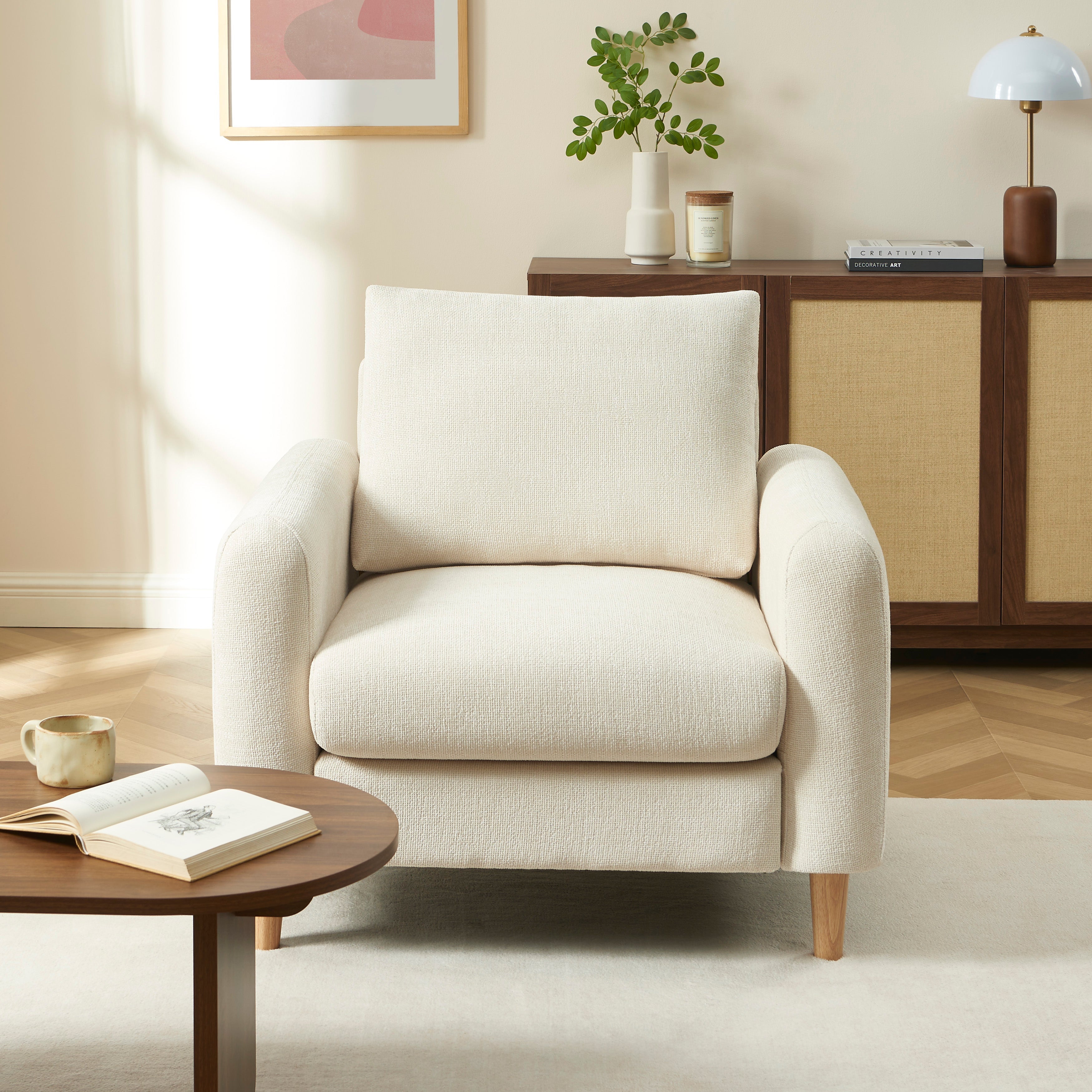 Armchair Caliba 1 Seater Chenille Beige – Beige
