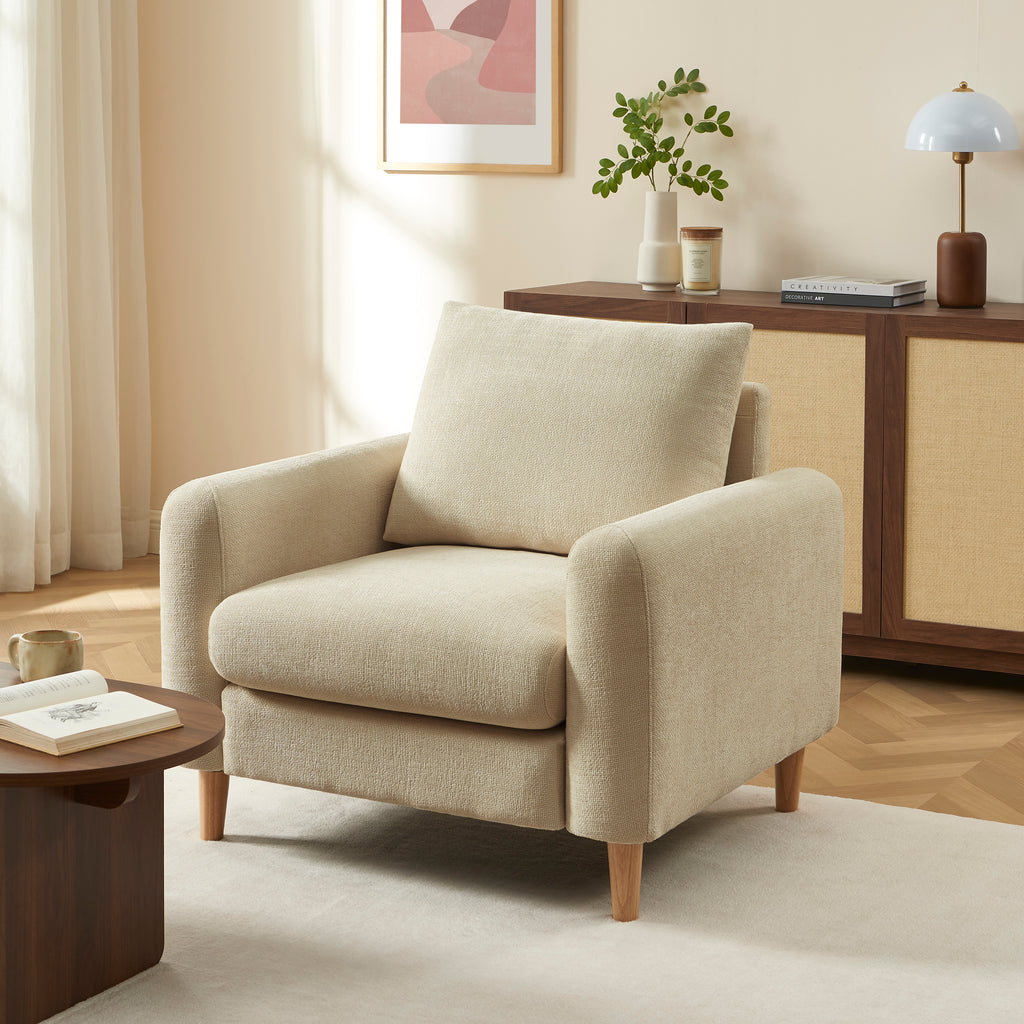 CALIBA Chenille Armchair – Contemporary Accent Chair For Modern Living Spaces