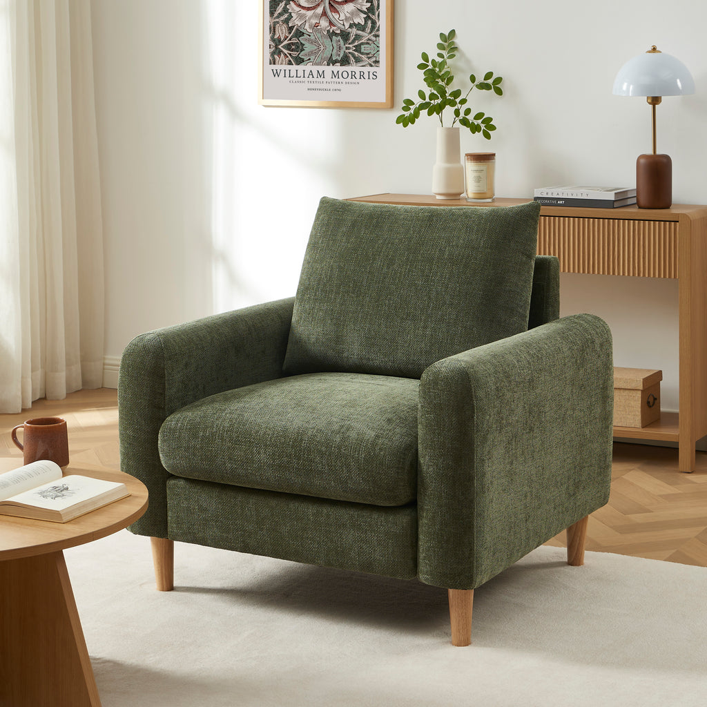 CALIBA Chenille Armchair – Contemporary Accent Chair For Modern Living Spaces