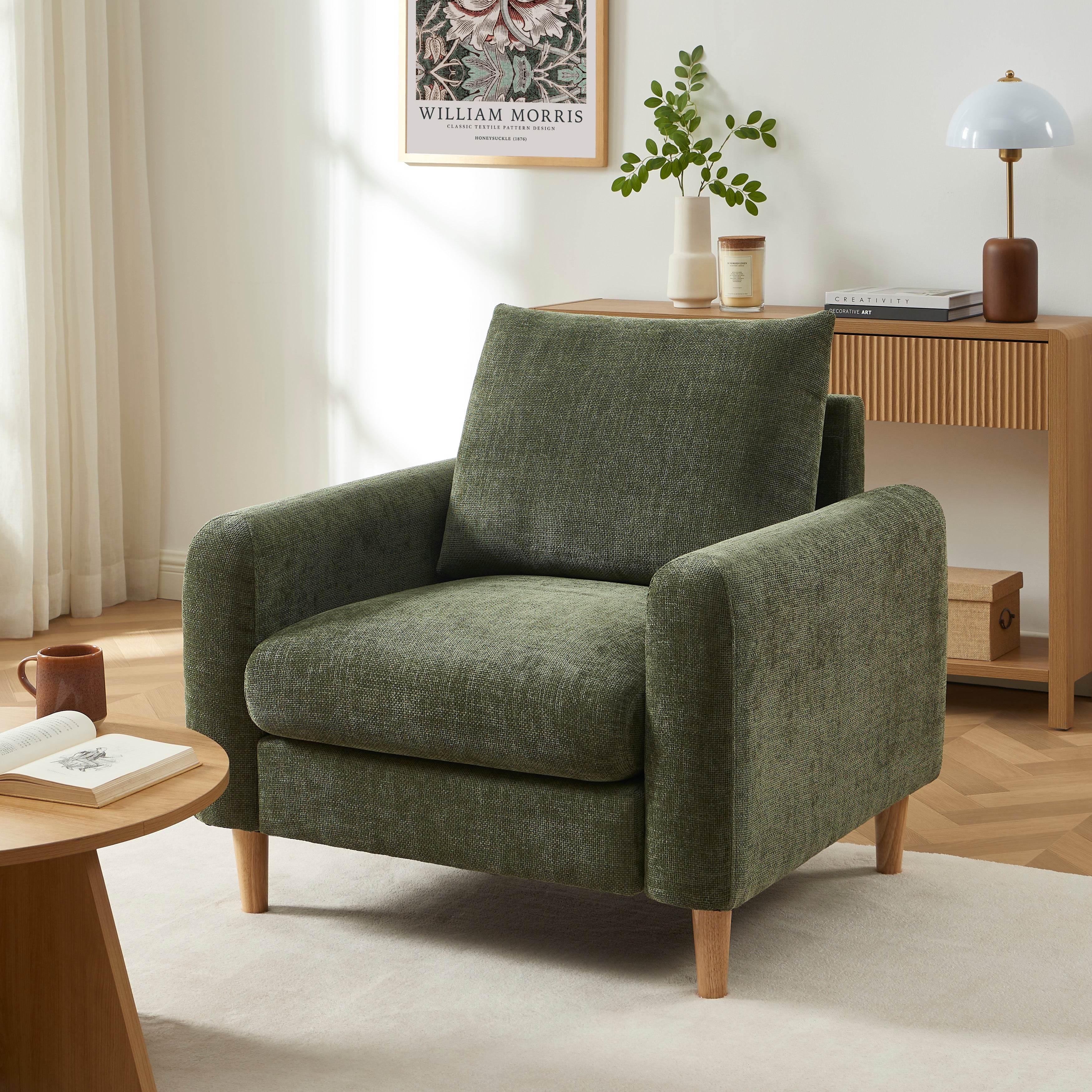 CALIBA Chenille Armchair – Contemporary Accent Chair For Modern Living Spaces
