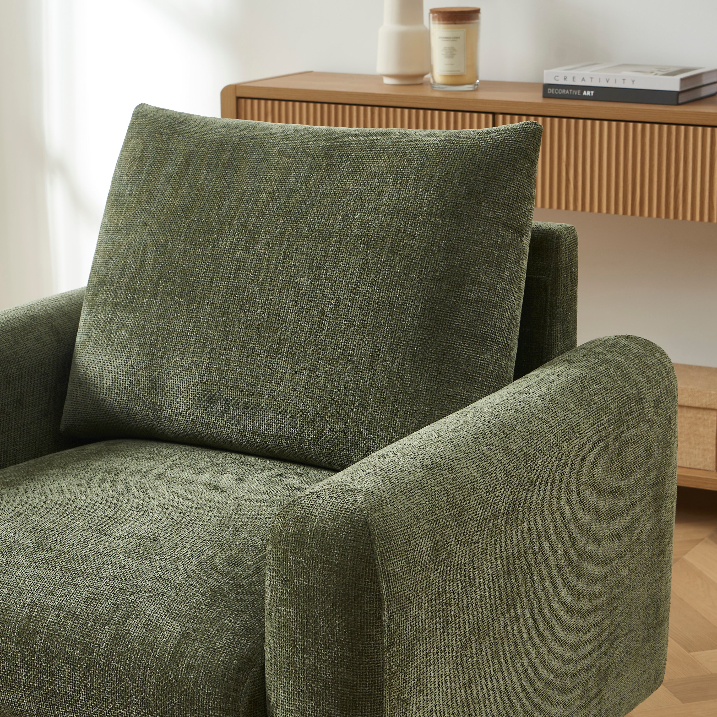 CALIBA Chenille Armchair – Contemporary Accent Chair For Modern Living Spaces