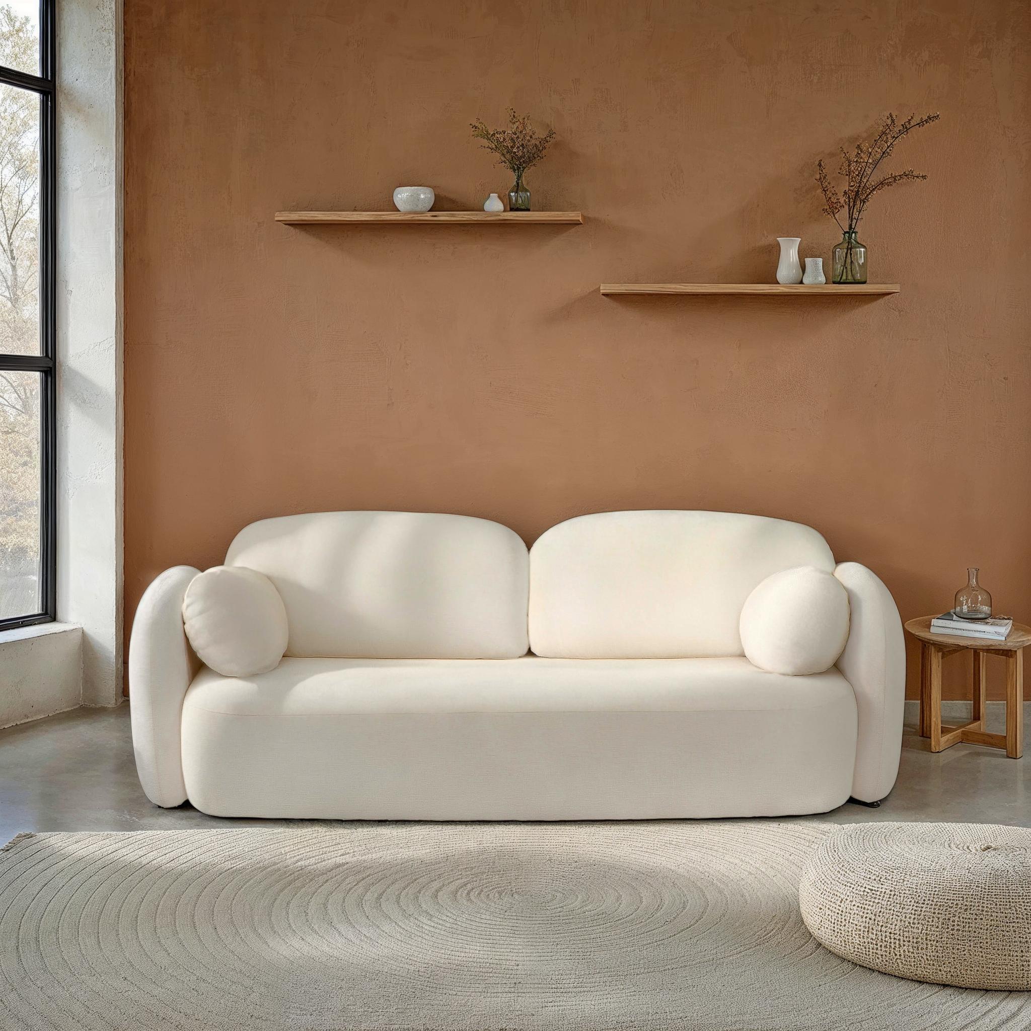 CARLOTTA Fabric Straight Sofa – Beige