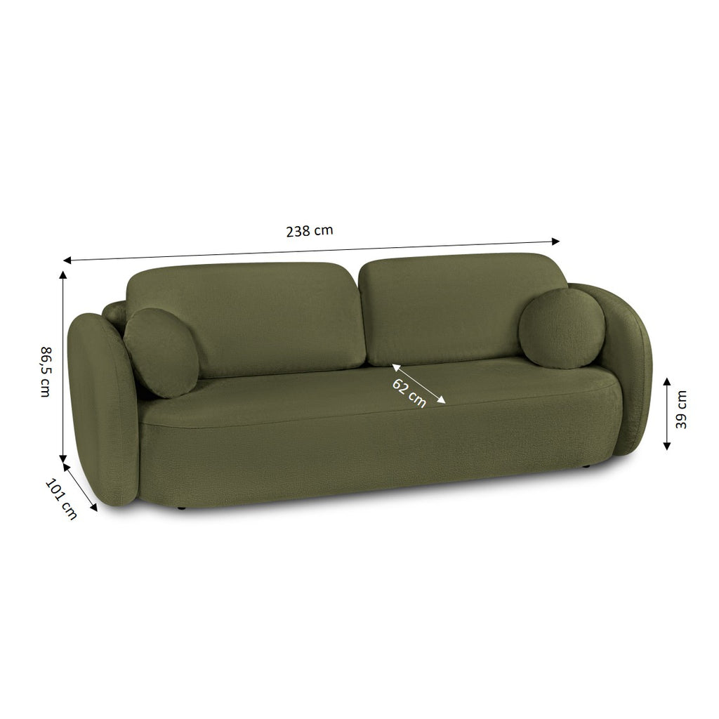 CARLOTTA Fabric Straight Sofa – Khaki